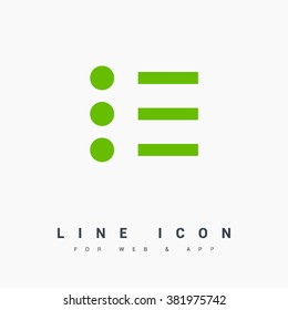 Check list vector icon. Points line vector icon for websites and mobile minimalistic flat design.