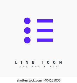 Check list vector icon. Points line vector icon for websites and mobile minimalistic flat design.