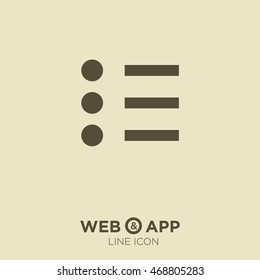 Check list vector icon. Points line vector icon for websites and mobile minimalistic flat design.