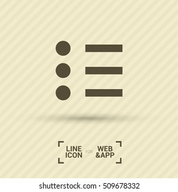 Check list vector icon. Points line vector icon for websites and mobile minimalistic flat design.
