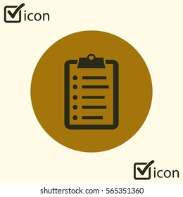 Check list vector icon. Shopping list token. Flat design style.