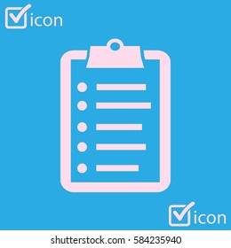 Check list vector icon. Shopping list token. Flat design style.