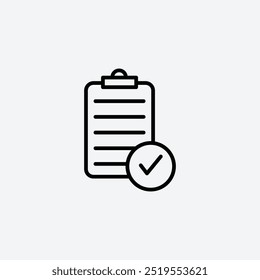 Verifique o ícone de vetor da linha da lista. EPS 10
