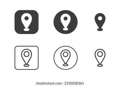 Check in location icon design 6 variations. Travel icons set, Isolated on white background.