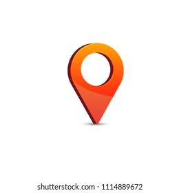 Check in location on the map diagram 3D  icon Orange 04