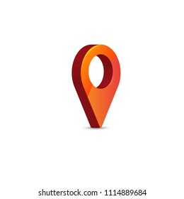 Check in location on the map diagram 3D  icon Orange 02