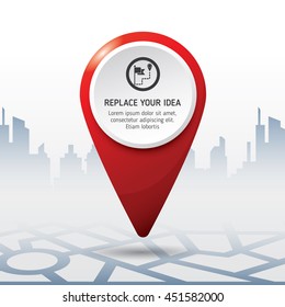 Check In Location On The Map Diagram Infographics. Location Concept Design. 