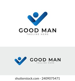 Check Logo design, good man service icon symbol, analysis health check logo element