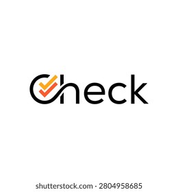 Check logo design, typography text check with approval success logo design concept
