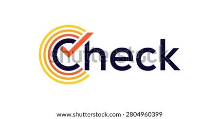Check logo design, typography text check with approval success logo design concept