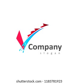 check logo , letter v logo ,arrow symbol with speed + modern logo with v-shaped lines