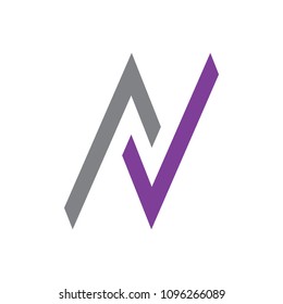 Check logo. Minimalist Modern Letetr N Logo Purple Color