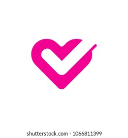 Check Love Logo Icon Design
