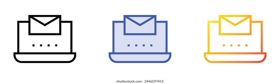 icono de comprobar correo. Diseño de estilo de relleno lineal, azul y degradado aislado sobre fondo blanco