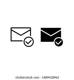Check mail icon. With outline and glyph style