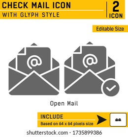 marca el icono de vector premium de correo con estilo de glifo aislado en fondo blanco. Plantilla de diseño de concepto de ilustración vectorial para negocios, comunicación, mensaje, sitio web, aplicaciones, logotipo, interfaz de usuario y UX. archivo EPS