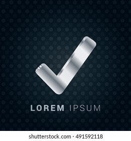 Check Mark 3D silver/platinum metallic chromium precious Icon / Logo Design
