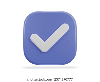 check mark 3d verified icon vector illustration