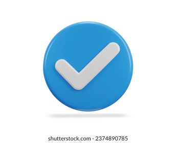 check mark 3d verified icon vector illustration