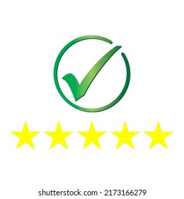check mark and 5 star on white background