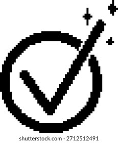 Check mark 8-bit pixel icon. Vector illustration.
