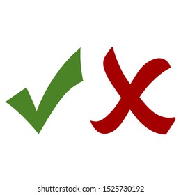 Check Mark Agree & Disagree Icon Isolated on White Background. Vector Illustration
