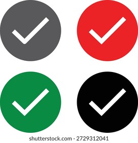 Ícone de aprovação de marca de verificação definido com símbolos de confirmação em várias cores para o design da interface do usuário