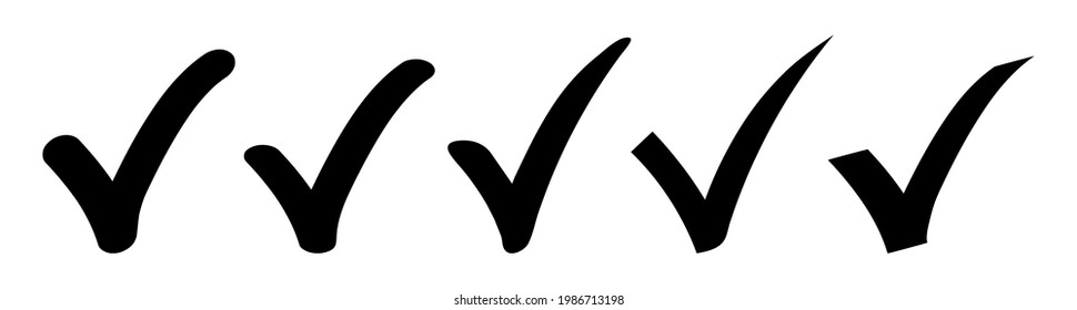 Check mark approval icons set isolated, checklist symbols collection, set quality sign, check marks tick. Vector illustration