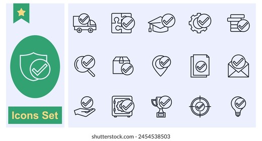 Check Mark Approve concept icon set symbol collection, logo isolated vector illustration