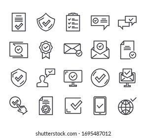 Check mark approve isolated icon set. Vector flat graphic design illustration