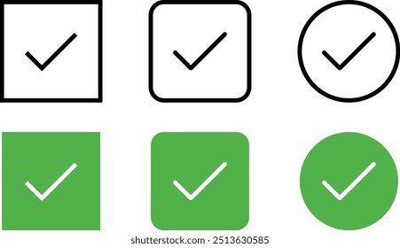 Check Mark, Approve Sign, Tick Icon. Editable Stroke. Vector Illustration