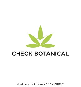 Check mark approved herb nature leaf Botanical vector logo icon.