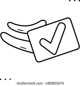 Check mark for approved icon in outline style. 