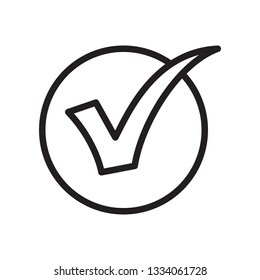 Check mark, approved, ok, tick icon in trendy outline style design. Vector graphic illustration. Check mark for website design and user interface.  Editable vector stroke. EPS 10