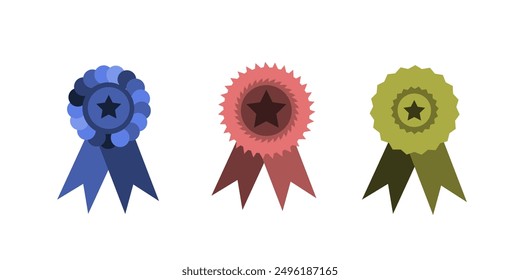 Check mark award icon set. Flat line art symbols template