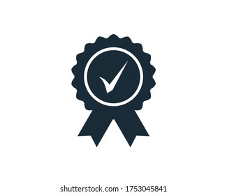 Check Mark Award Rosette Stamp Icon Vector