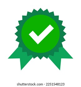 Markierungszeichen prüfen. Zertifizierungszeichen. Passing-Button. Vektorgrafik.