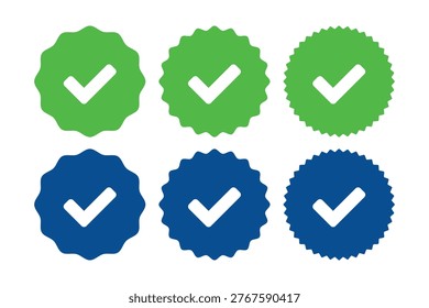 Check Mark Badge Icon Set, Verified Success, Approval Seal, Validation UI Vector Icons