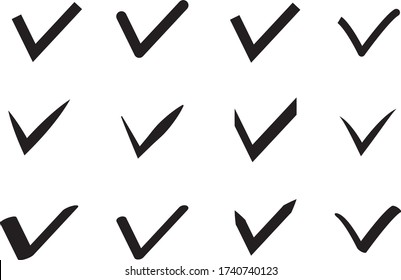 
Markierungszeichensatz überprüfen. Vector Schwarz-Weiß-Abbildung.