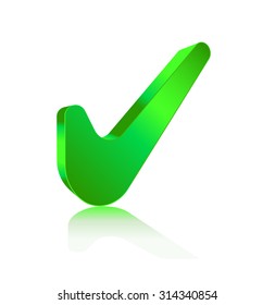  check mark with bevel effect green vector