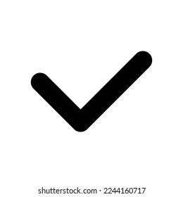 Marcar el icono de glifo negro ui. Aceptar acción. Administración de tareas. Correcta elección. Diseño de interfaz de usuario. Símbolo de silueta en el espacio blanco. Pictograma sólido para web, móvil. Ilustración vectorial aislada