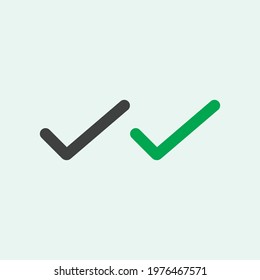 Check mark black and green line icons. Vector illustration. - Vector