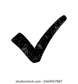 Check mark black hand drawn icon in grunge look