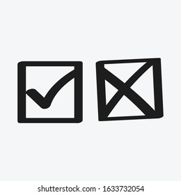 Check mark black line icons. Vector illustration. - Vector - Vector