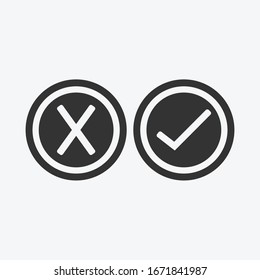 Check mark black line icons. Vector illustration. - Vector
