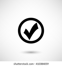 check mark - black vector  icon with shadow