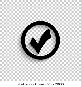 check mark - black vector  icon with shadow