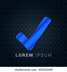 Check Mark Blue metallic chromium precious Icon / Logo Design