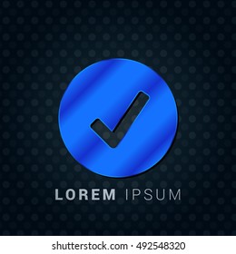 Check Mark Blue metallic chromium precious Icon / Logo Design