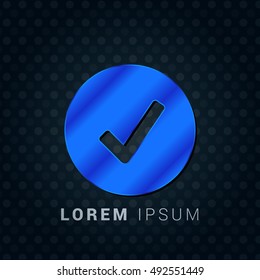 Check Mark Blue metallic chromium precious Icon / Logo Design